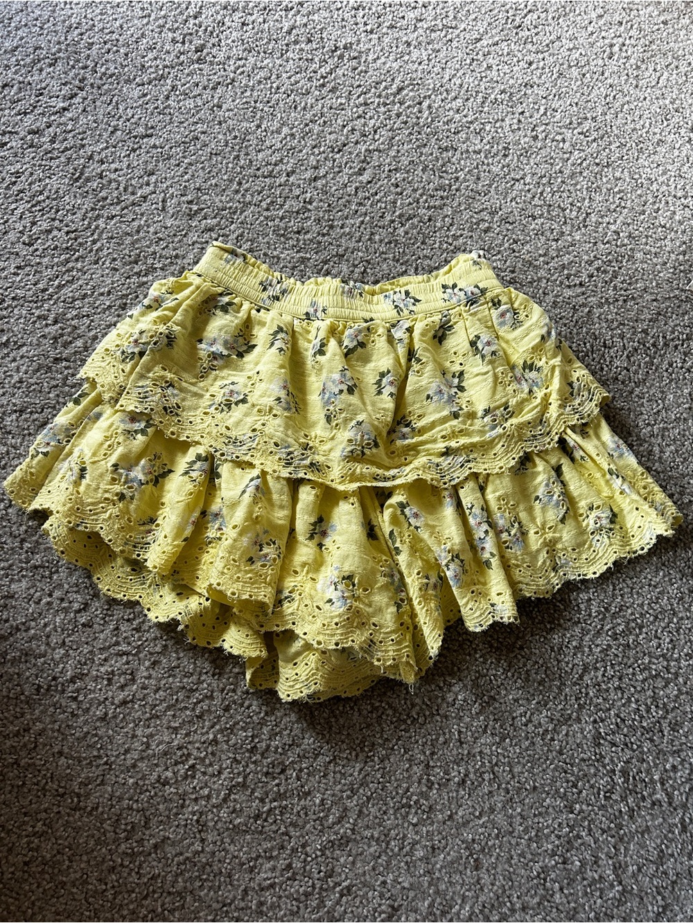 American Eagle Outfitters Yellow Floral Ruffle Skort
